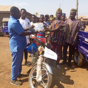 Awardee receiving Motorcycle 