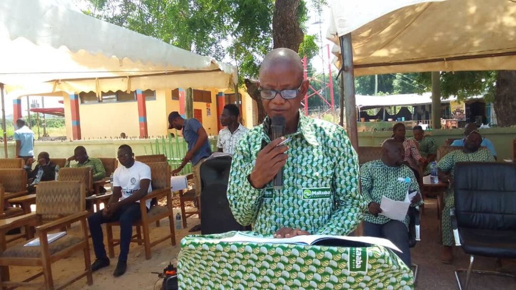 BOARD CHAIRMAN OF MALTAABA BANK, FRANCIS ATINTONO PRESENTING THE 2022 FISCAL REPORT AT THE BANK'S 10TH ANNUAL GENERAL MEETING IN BONGO