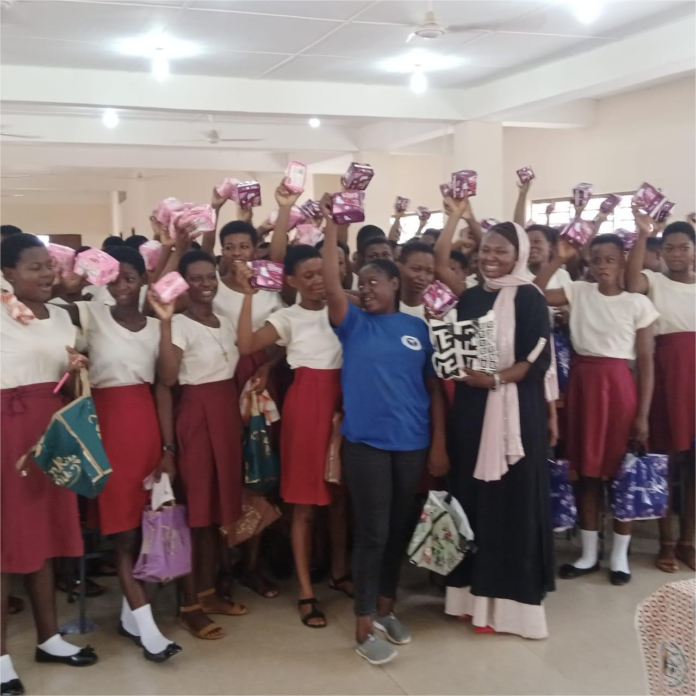 She-Rise Ghana donates sanitary products to Gambibgo Community Day SHS students