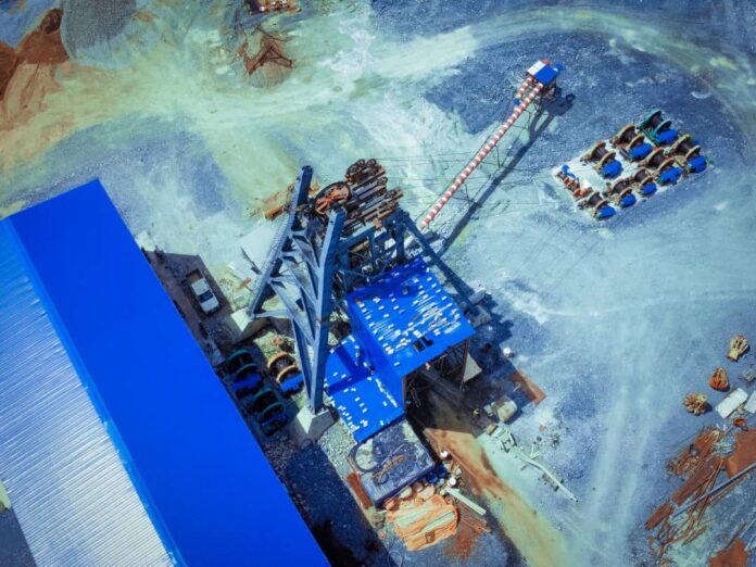 Aerial view of the flooded site