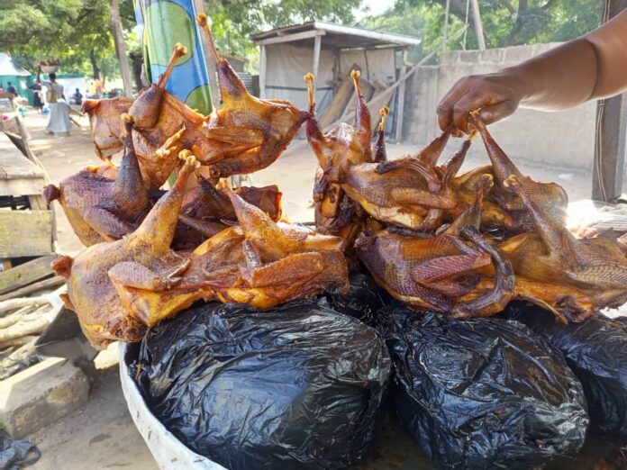 grilled guinea fowl meat